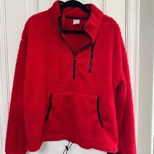 No Boundaries Vibrant Red Fleece Top